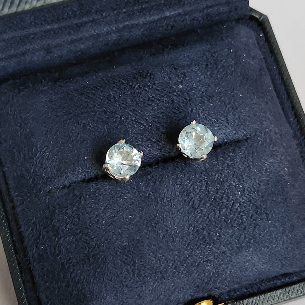 Lrg Semi VTG 2ctw Icey Topaz Open Lattice 925 Stud Earrings 6mm High Brilliance - Picture 16 of 16